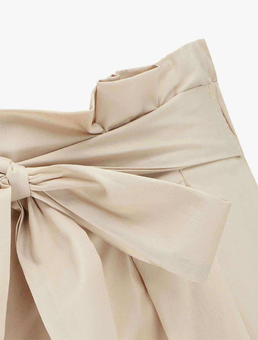 Short taille haute évasé à ourlet - Beige - 3