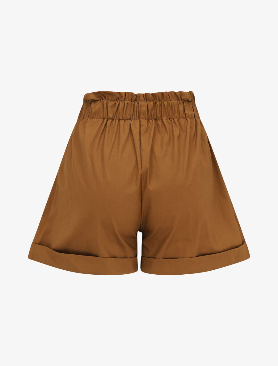 Short taille haute évasé à ourlet - Camel - 2