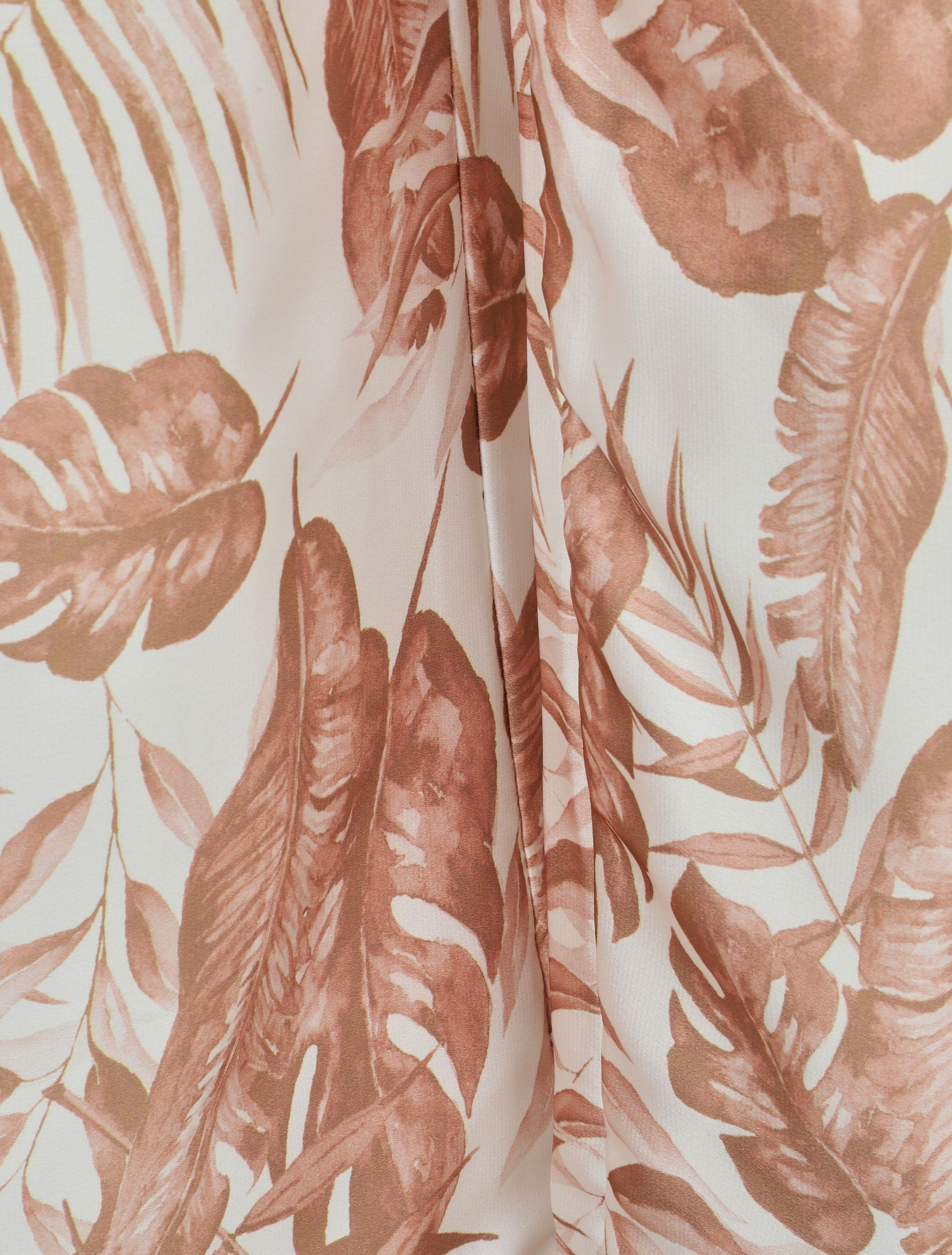 Pantalon satiné imprimé tropical - Camel - 3