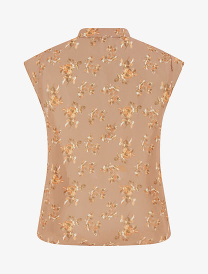 Top sans manches imprimé rosier - Camel - 2