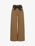 Pantalon ample à taille haute froncée - Marron - 1