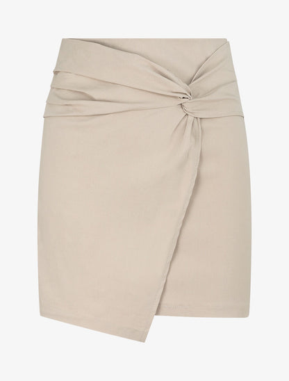 Mini jupe portefeuille drapée - Beige - 1