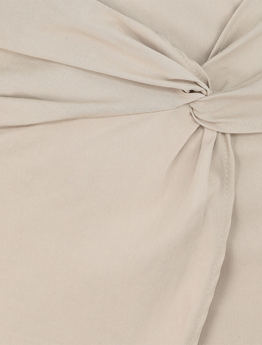 Mini jupe portefeuille drapée - Beige - 3