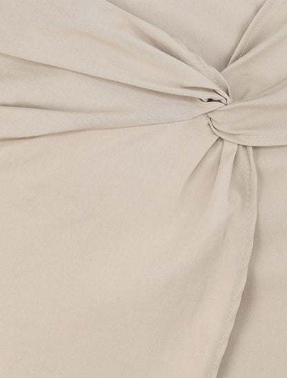 Mini jupe portefeuille drapée - Beige - 3