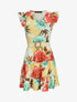 Robe patineuse volantée imprimé pivoines - Blanc - 1
