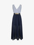 Robe longue évasée à rayures - Marine - 4