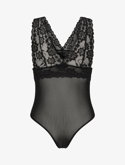 Body uni en dentelle - Noir - 2