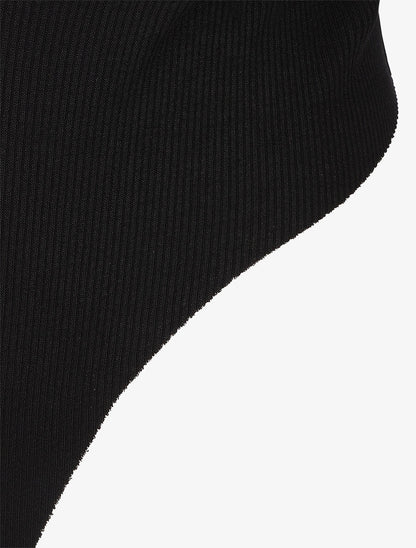 Body bi-matière à col cache-coeur - Noir - 3