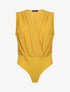 Body bi-matière à col cache-coeur - Jaune - 1