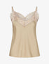 Caraco satiné à dentelle - Beige - 1