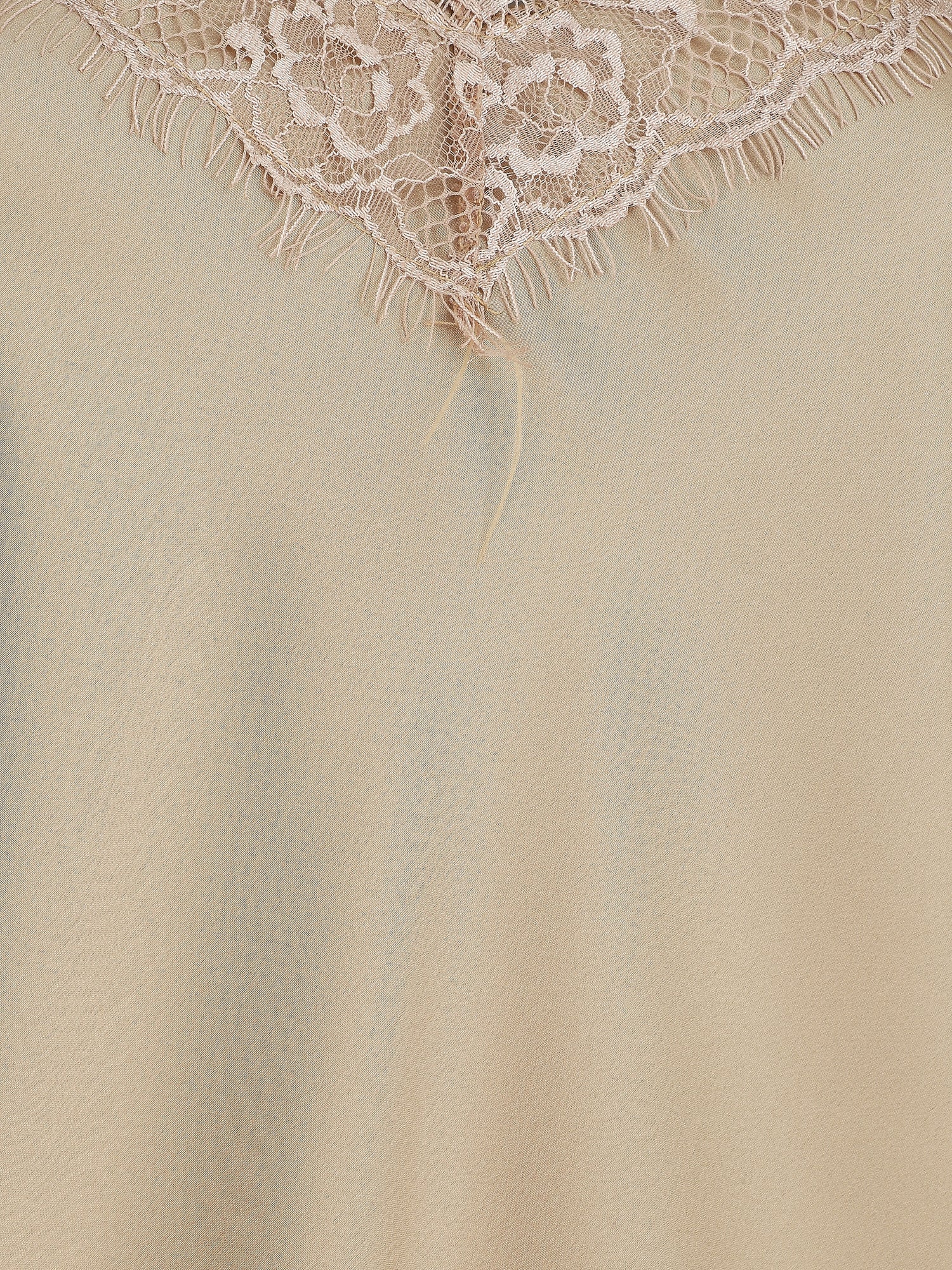 Caraco satiné à dentelle - Beige - 3