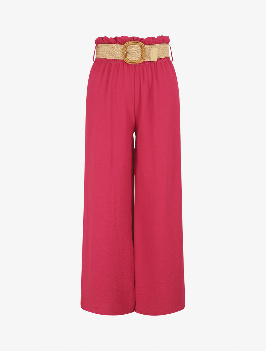 Pantalon ample à taille élastiquée - Fushia - 1