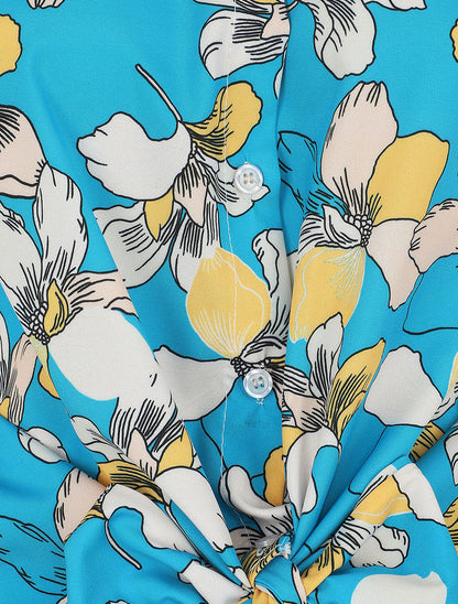 Blouse sans manches à liens à nouer - Bleu - 3