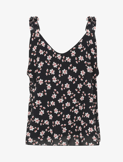 Blouse imprimé fleuri à bretelles - Noir - 2