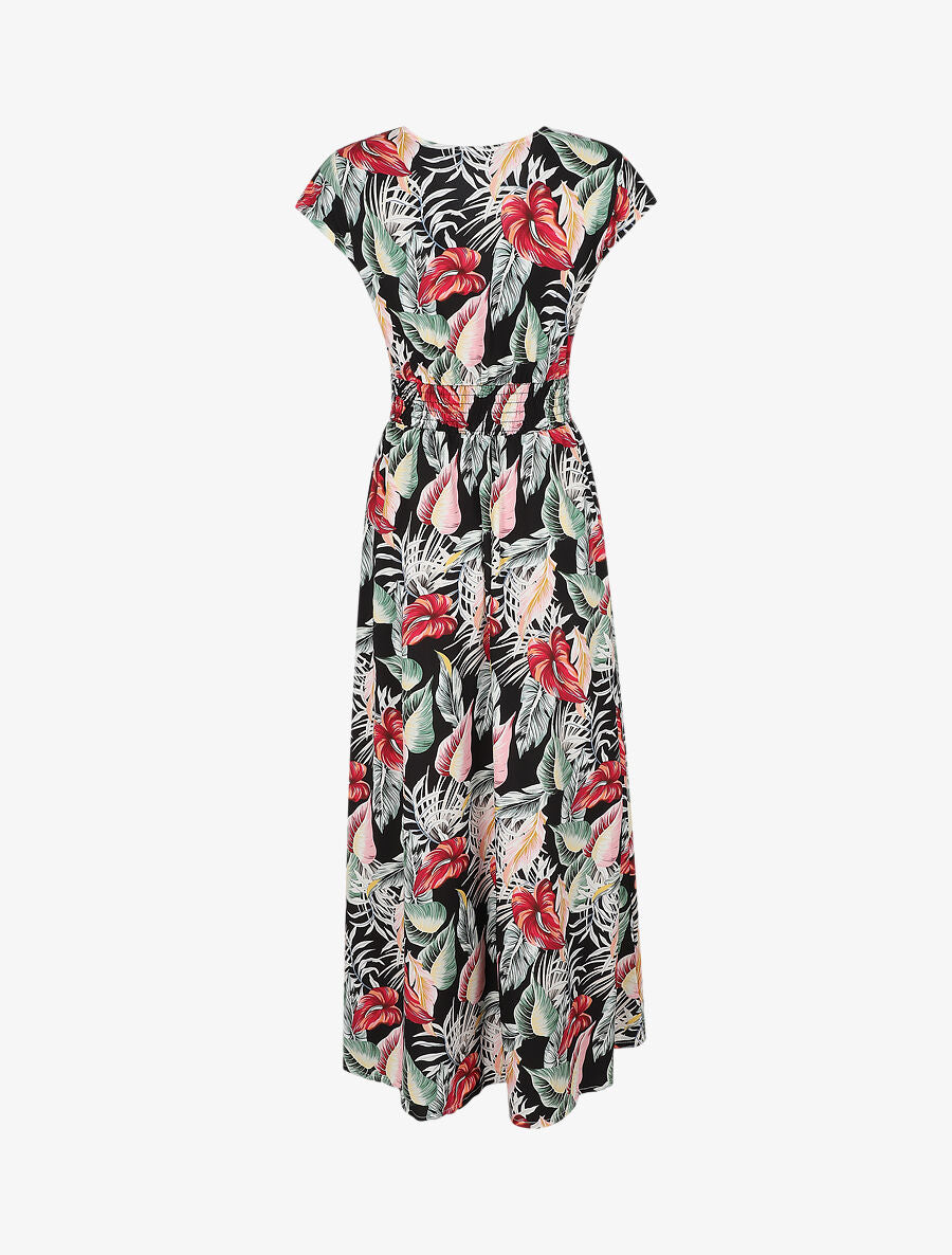 Robe longue à imprimé floral - Noir - 2