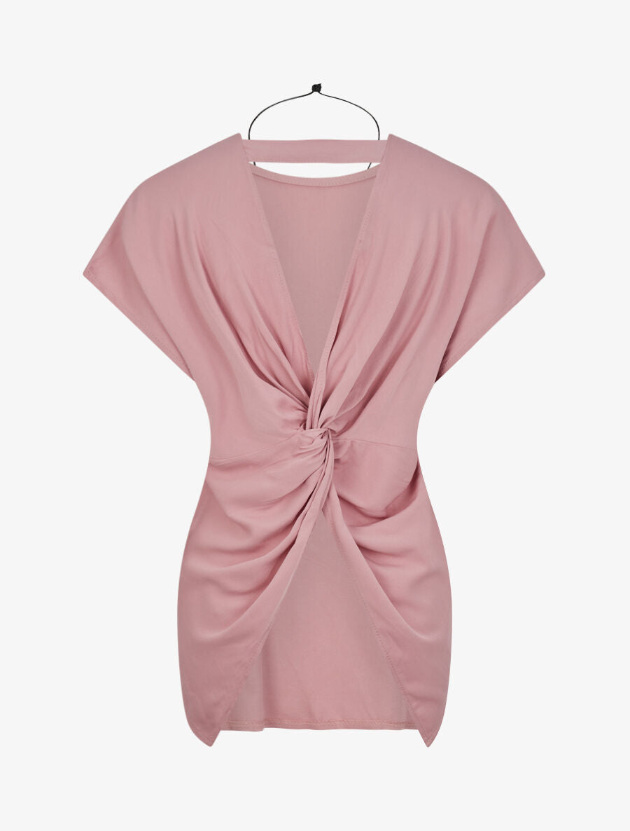 Top oversize à dos ouvert et torsadé - Rose poudré - 2