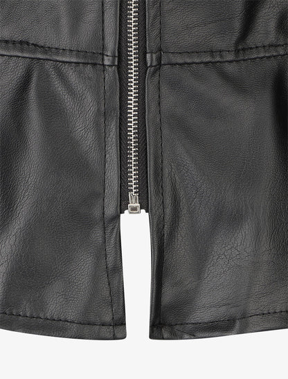 Veste zippée en simili - Noir - 3