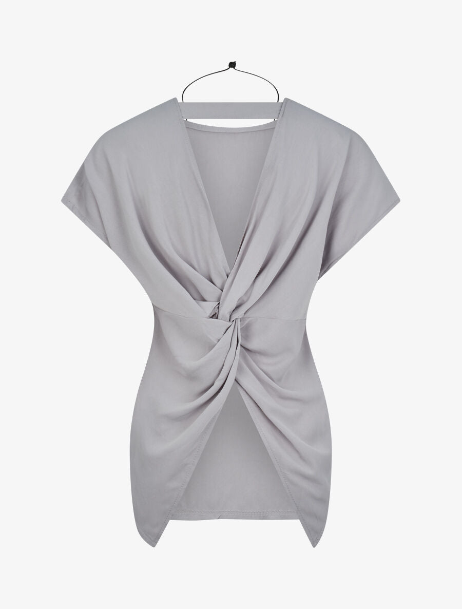 Top oversize à dos ouvert et torsadé - Gris clair - 2