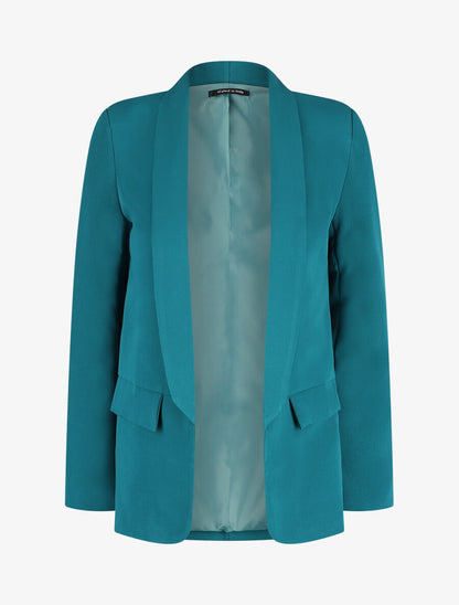 Blazer long à col châle - Bleu canard - 4