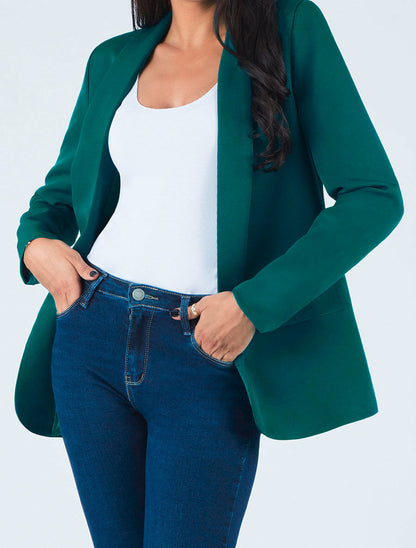 Blazer long à col châle - Vert - 4