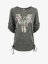 Pull ample à flocage V léopard - Vert olive - 1