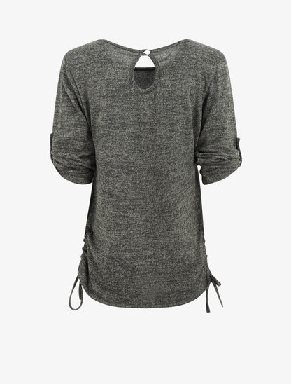 Pull ample à flocage V léopard - Vert olive - 2
