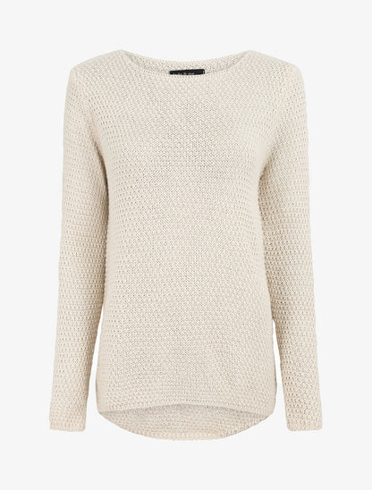 Pull droit à col rond - Beige - 1