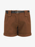 Short uni droit en laine mélangée - Camel - 1