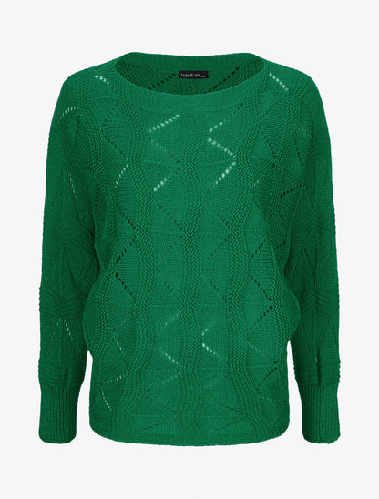 Pull en maille zigzag - Vert - 5