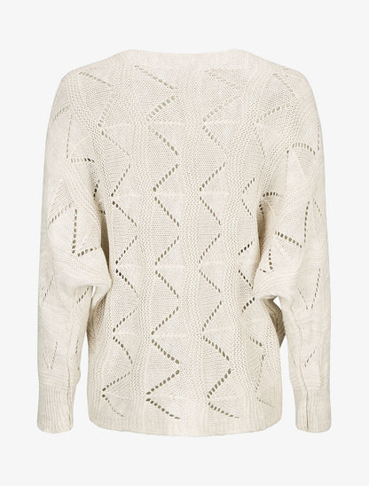 Pull en maille zigzag - Beige - 2