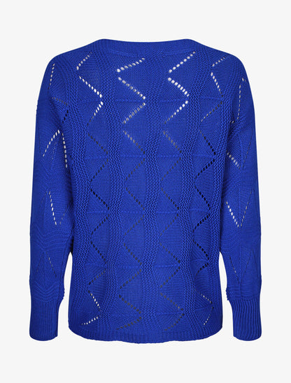 Pull en maille zigzag - Bleu électrique - 2