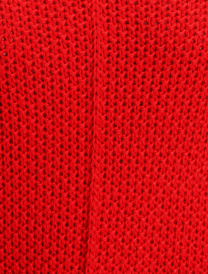 Pull grosse maille à manches 3/4 - Rouge - 3