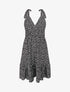 Robe patineuse mi-longue imprimé pois - Noir - 1