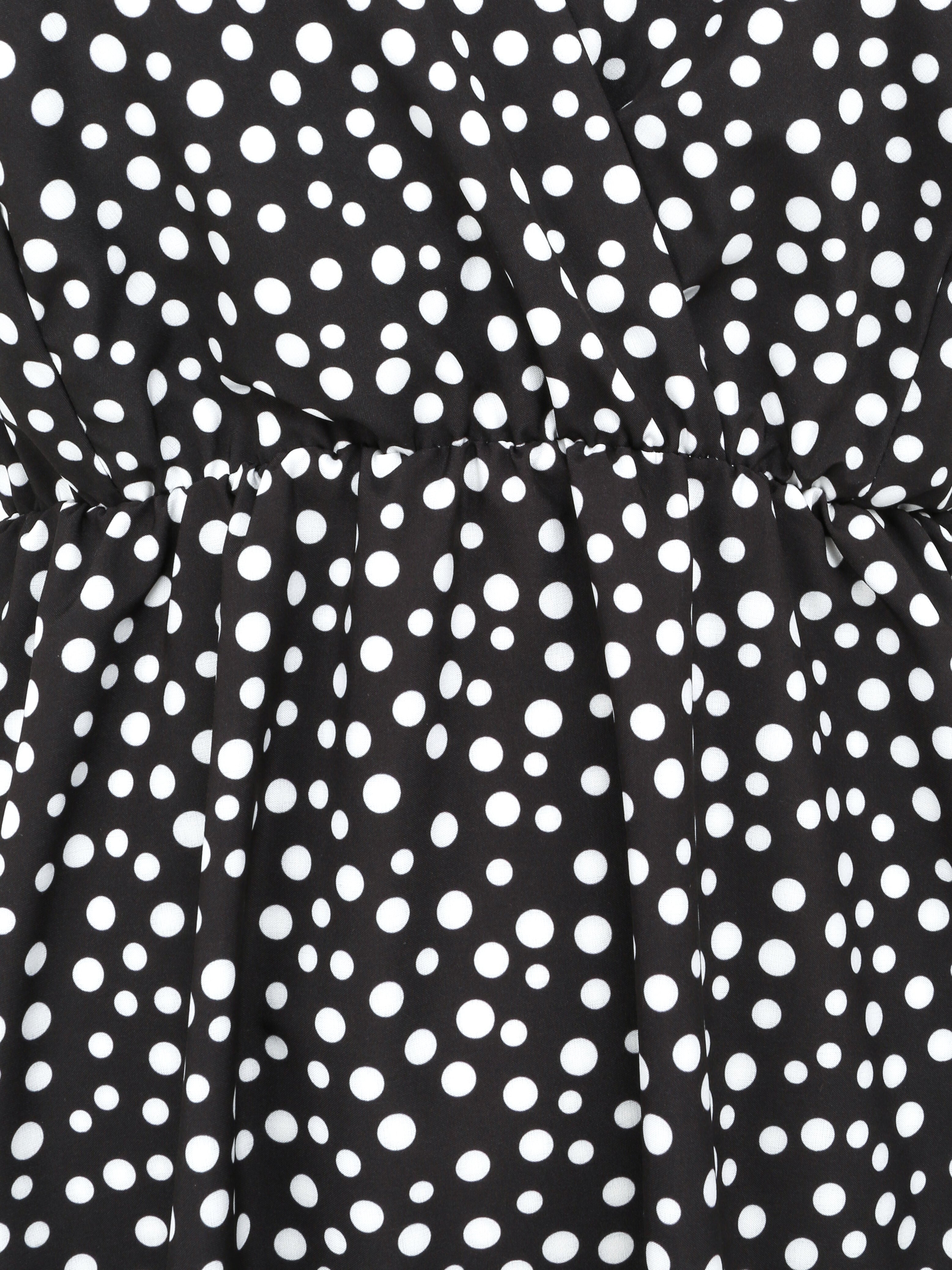 Robe patineuse mi-longue imprimé pois - Noir - 3
