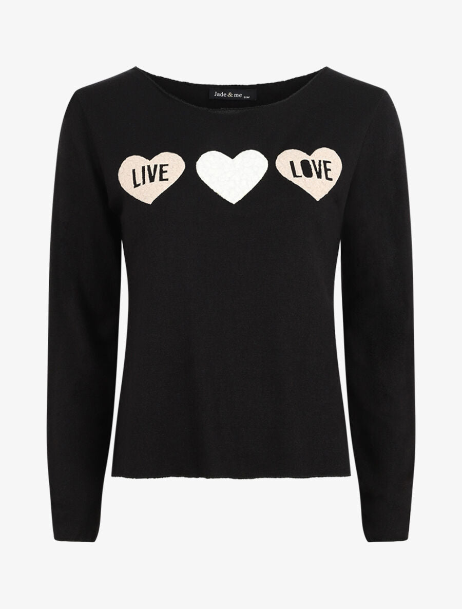 Pull floqué en laine mélangée - Noir - 4