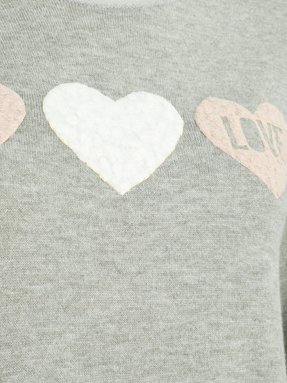 Pull floqué en laine mélangée - Vert olive - 3