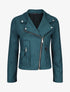Veste style perfecto zippée en suédine - Bleu canard - 1