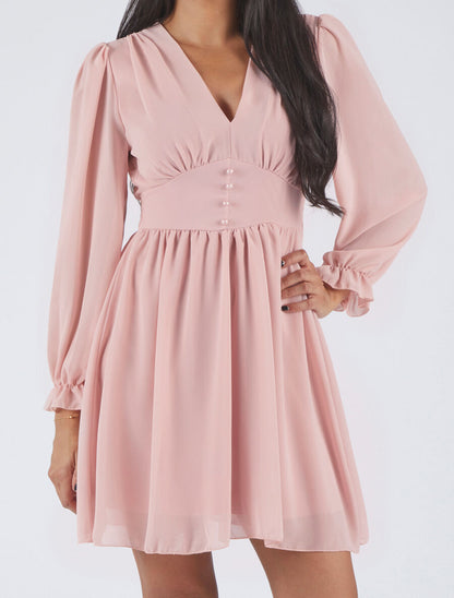 Robe courte patineuse en voile - Rose pâle - 4