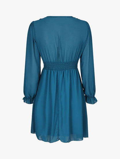 Robe courte patineuse en voile - Bleu canard - 2