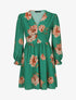 Robe courte patineuse imprimé grandes fleurs - Vert - 1