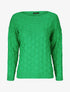 Pull uni en maille et col bateau - Vert - 1