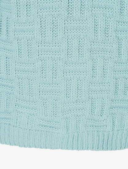 Pull uni en maille à imprimé graphique - Turquoise - 3