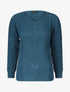 Pull uni en grosse maille à col rond - Bleu canard - 1