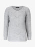Pull uni en grosse maille à col rond - Gris - 4