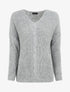 Pull uni à col V et torsade - Gris - 4
