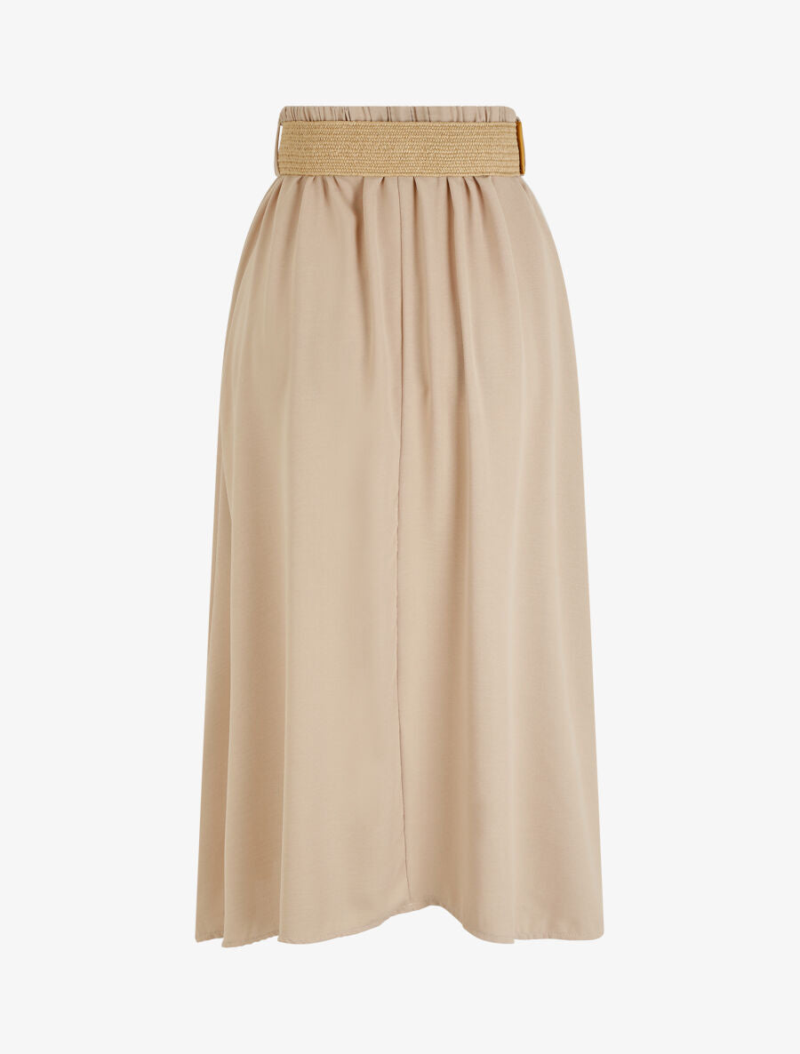 Jupe longue évasée à boutons - Beige - 2