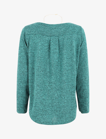 Pull ample à boutons décoratifs - Turquoise - 2