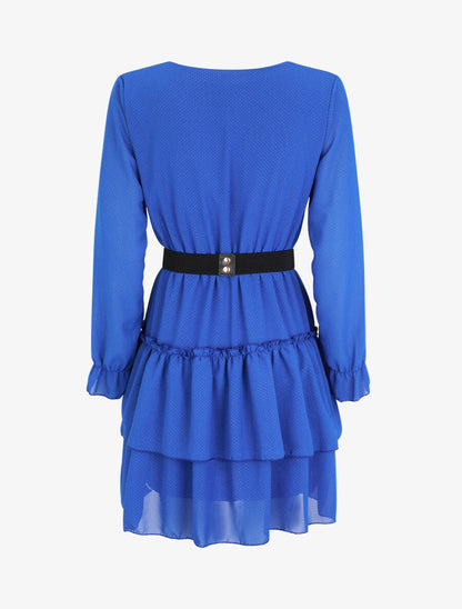 Robe à col cache-coeur volantée - Bleu roi - 2