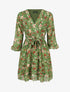 Robe cache-coeur à manches transparentes imprimé fleuri - Vert - 5