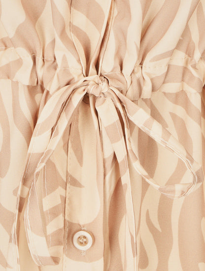 Robe chemise à imprimé abstrait - Beige - 3